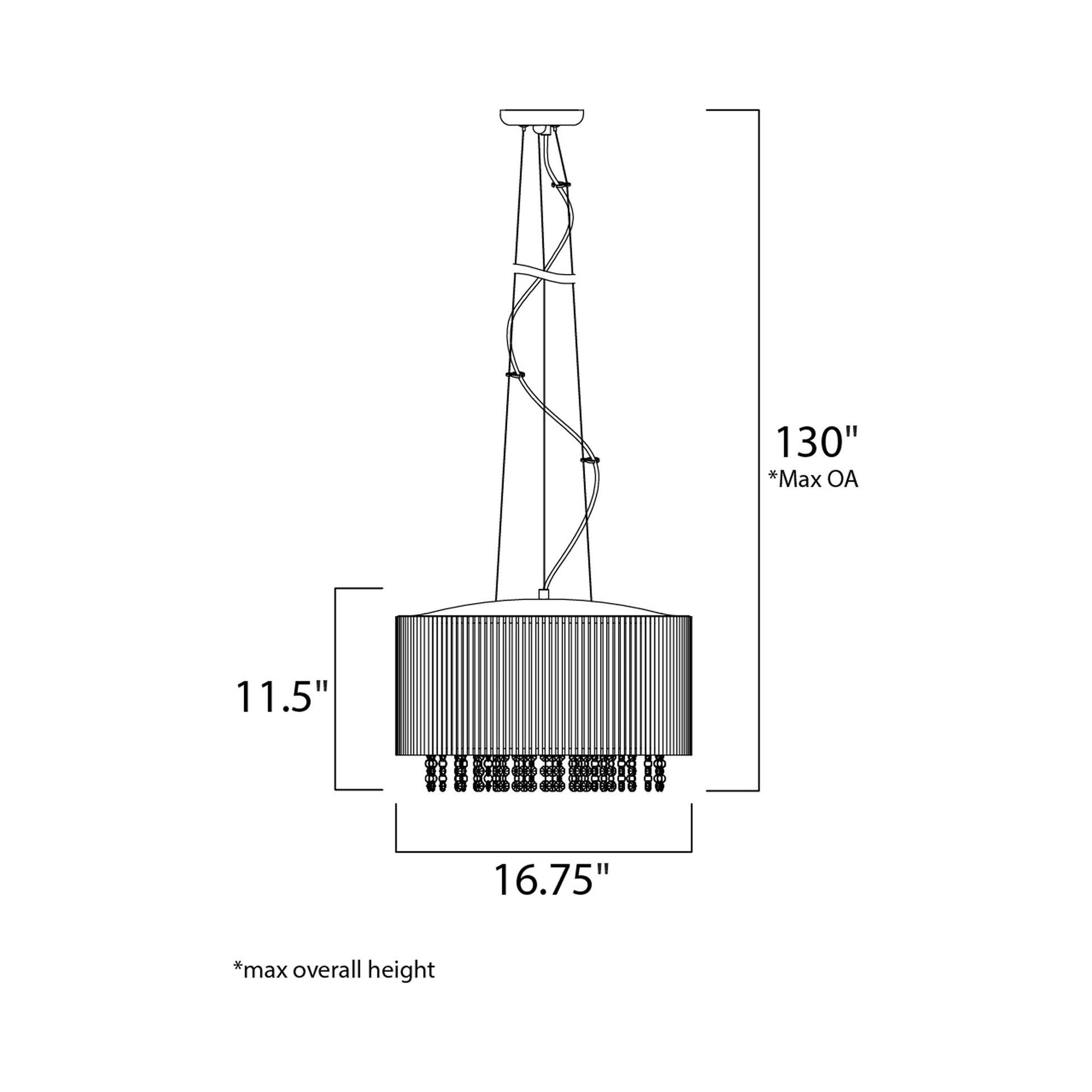 Spiral Multi Light Pendant Light - line drawing.