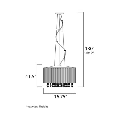 Spiral Multi Light Pendant Light - line drawing.