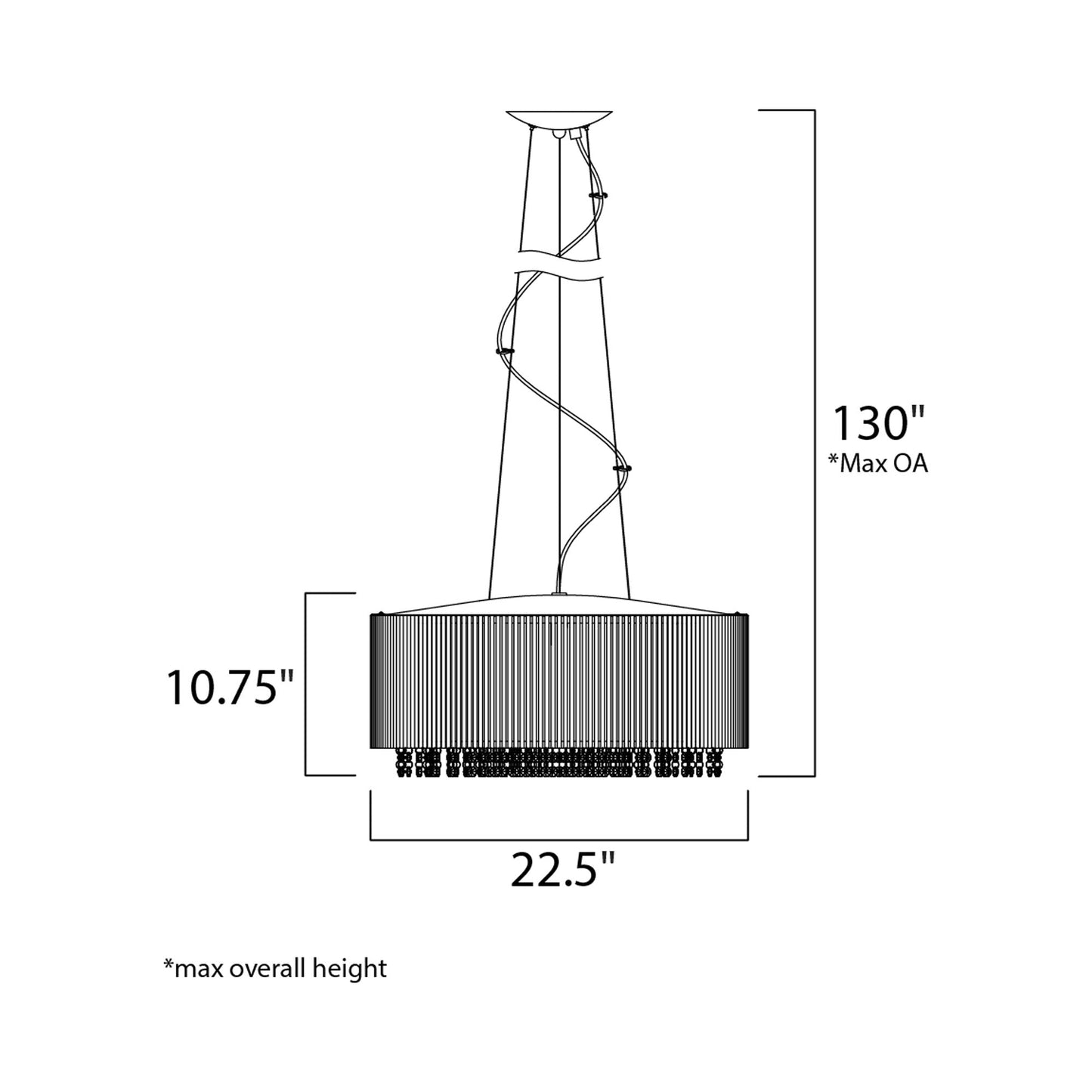 Spiral Multi Light Pendant Light - line drawing.