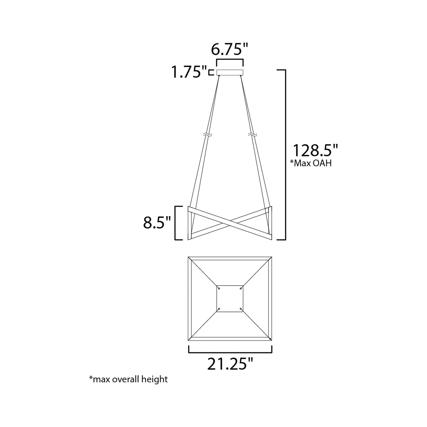 Stealth LED Pendant Light - line drawing.