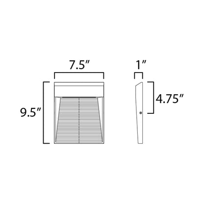 Steps Outdoor LED Wall Light - line drawing.
