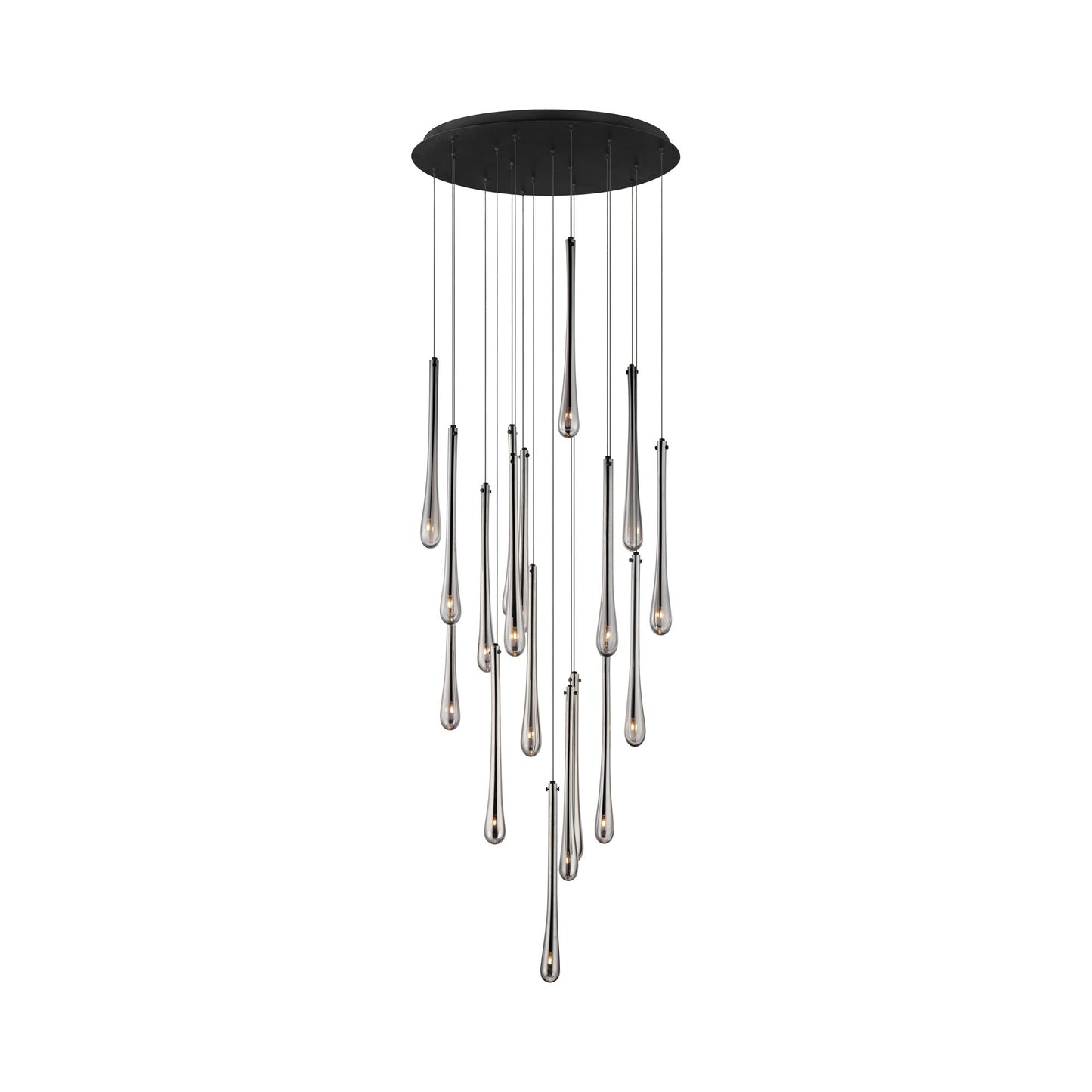 Stillo Multi Light Pendant Light in Black (18-Light).