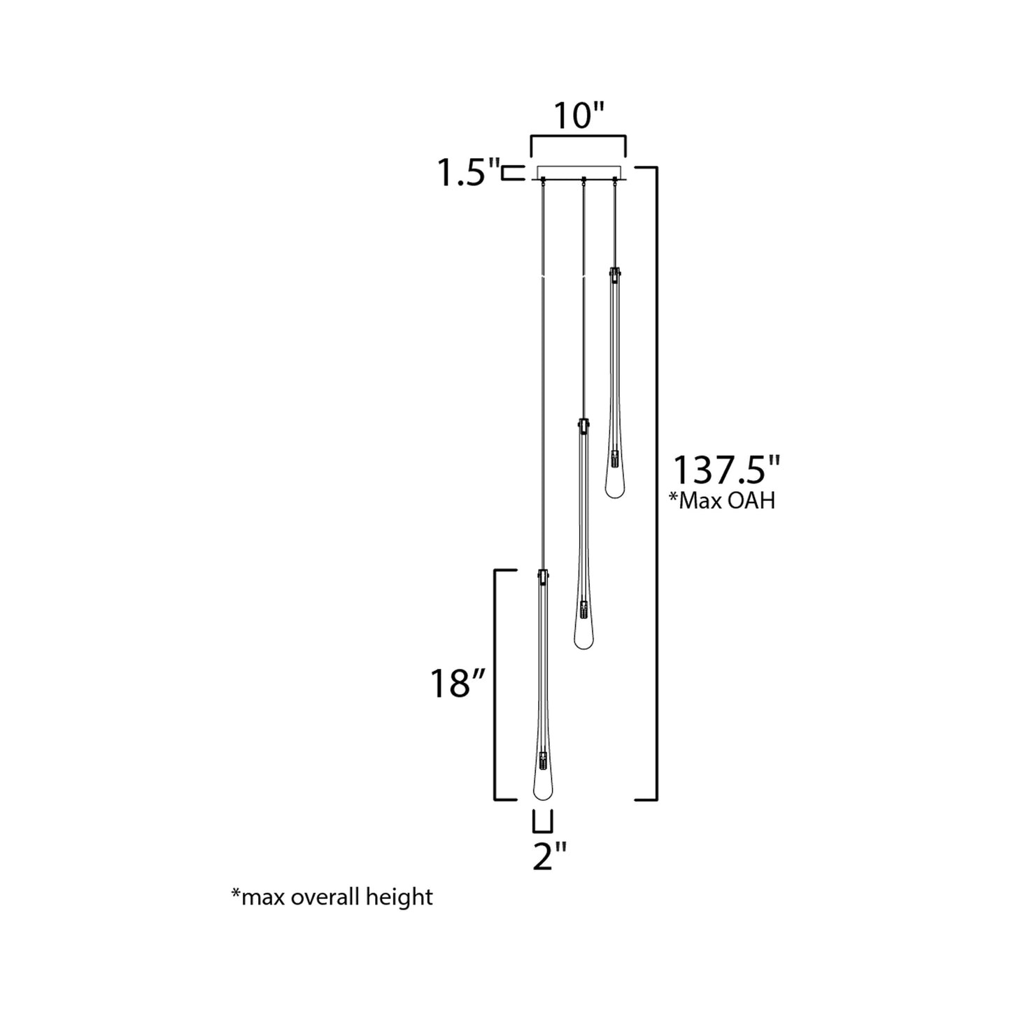 Stillo Multi Light Pendant Light - line drawing.