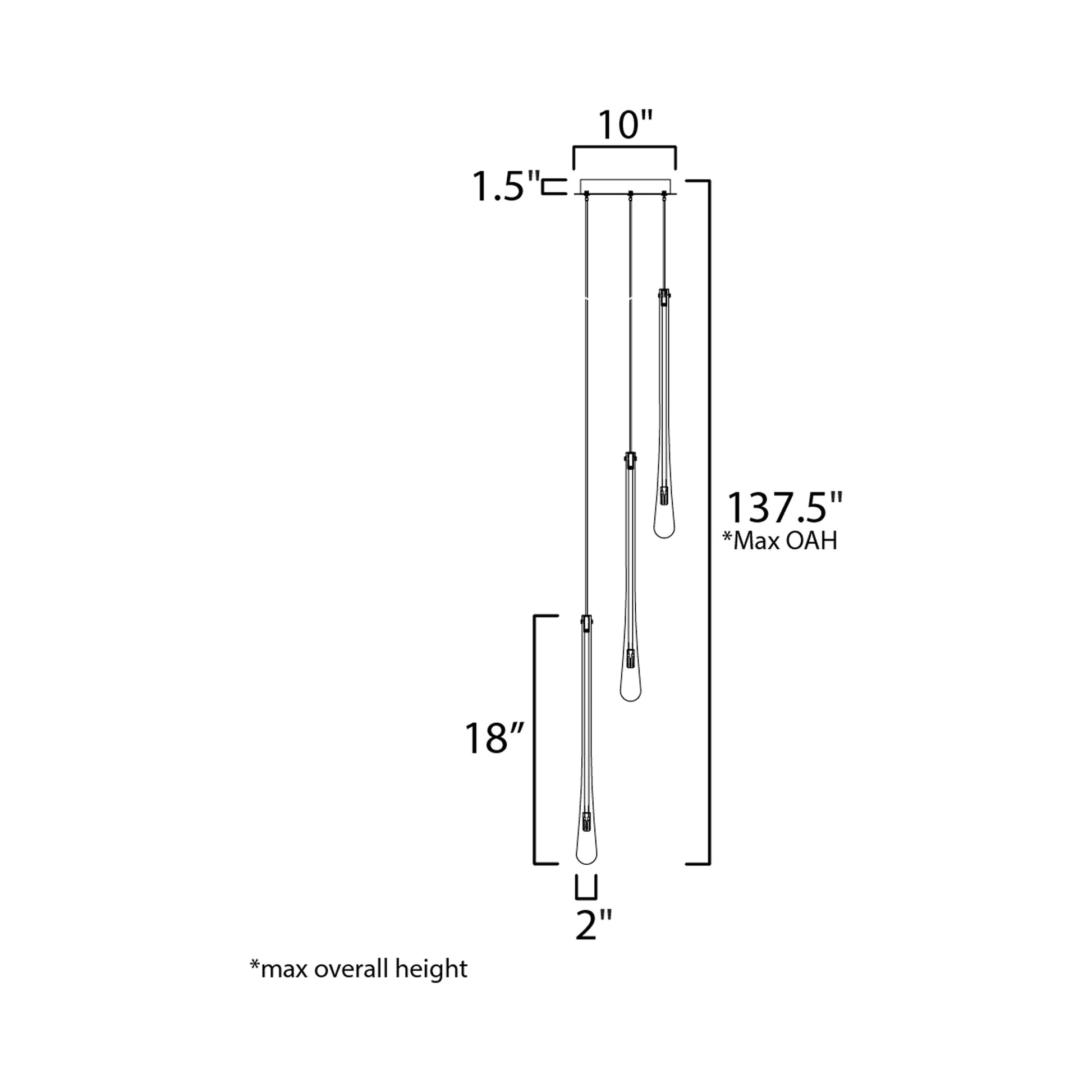 Stillo Multi Light Pendant Light - line drawing.