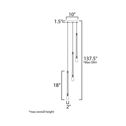 Stillo Multi Light Pendant Light - line drawing.