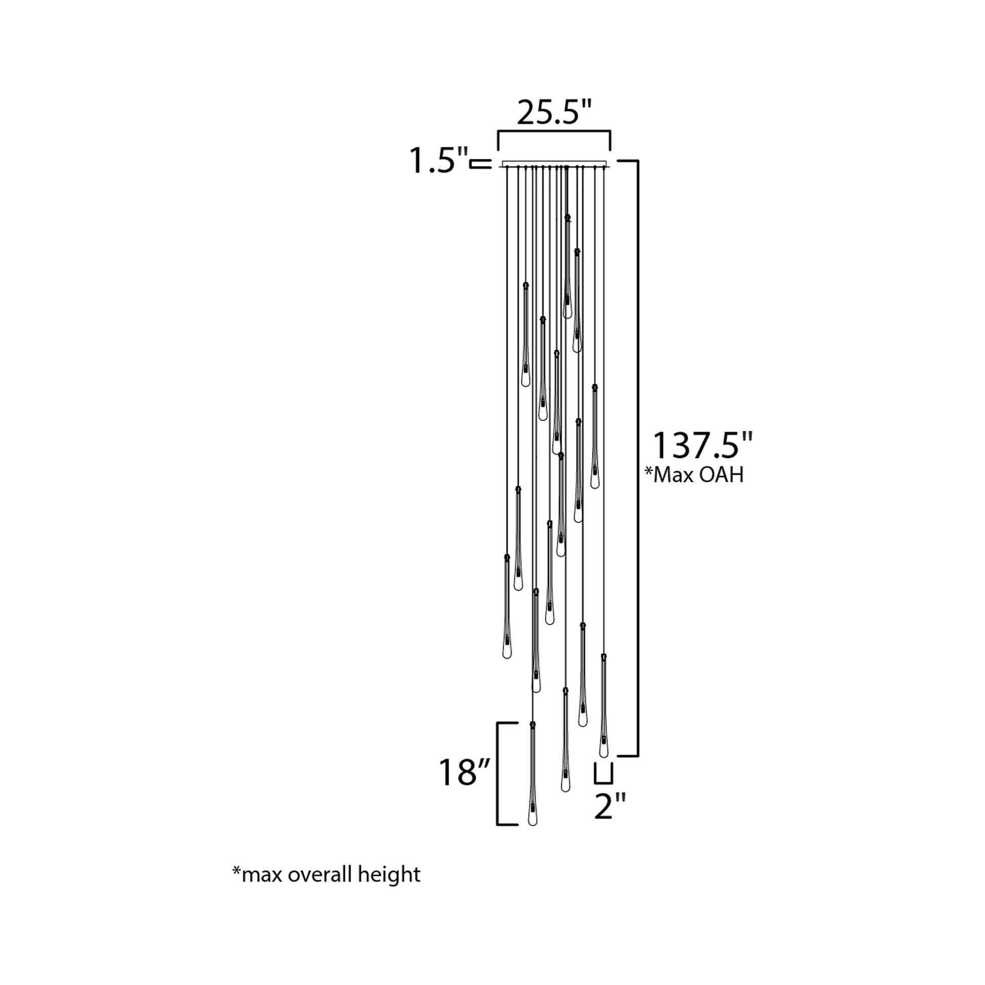 Stillo Multi Light Pendant Light - line drawing.