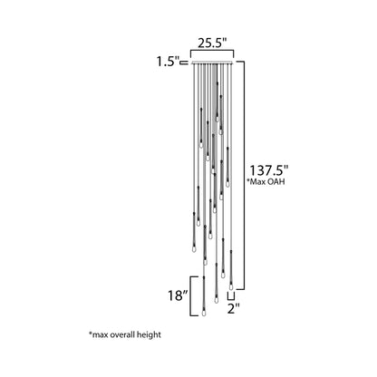 Stillo Multi Light Pendant Light - line drawing.