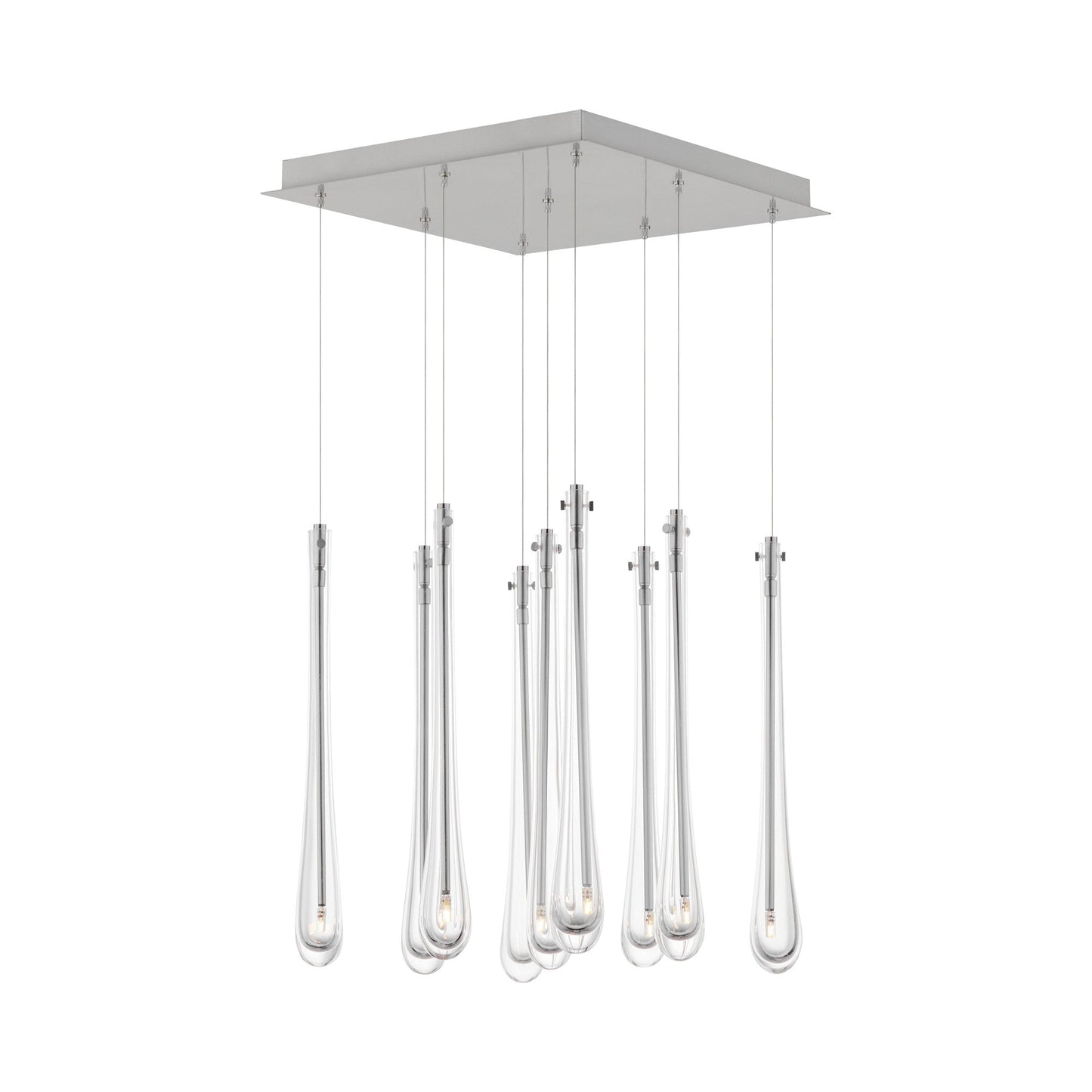 Stillo Square Multi Light Pendant Light in Satin Nickel.