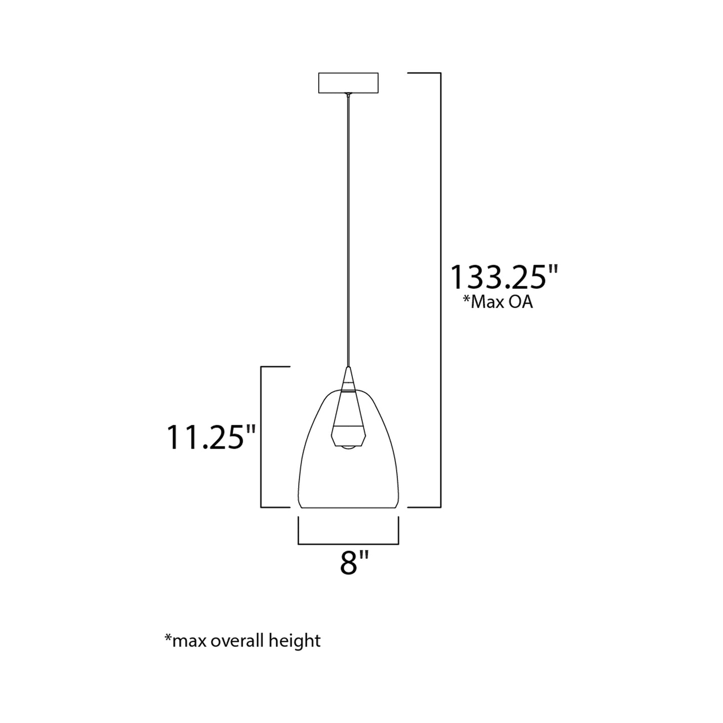 Sven LED Pendant Light - line drawing.