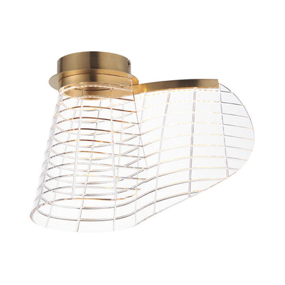 Tartan LED Flush Mount Ceiling Light in Brushed Champagne.