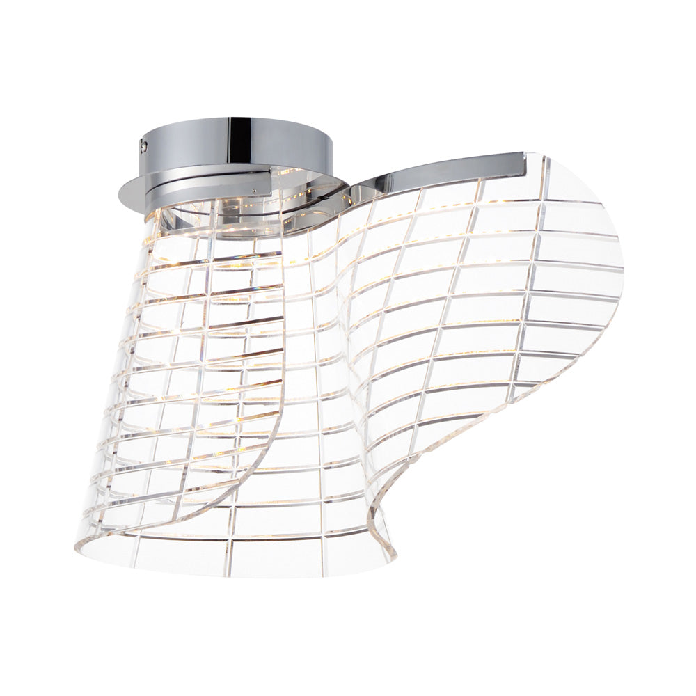 Tartan LED Flush Mount Ceiling Light in Polished Chrome.
