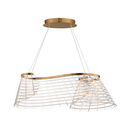 Tartan LED Linear Pendant Light in Brushed Champagne.