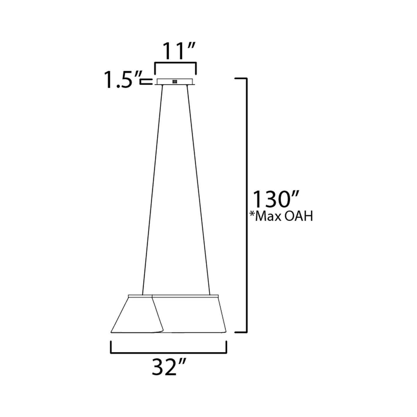 Tartan LED Linear Pendant Light - line drawing.