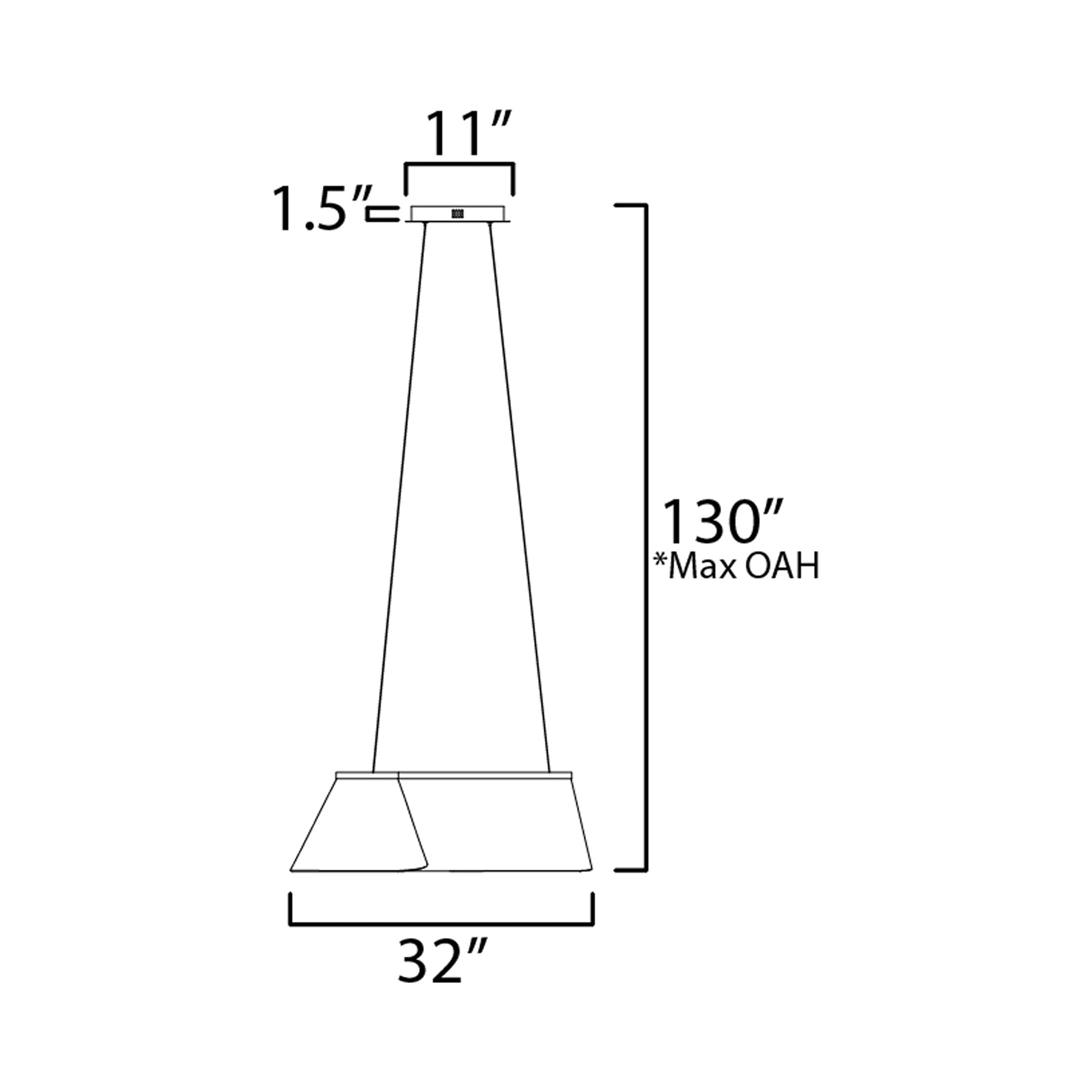 Tartan LED Linear Pendant Light - line drawing.