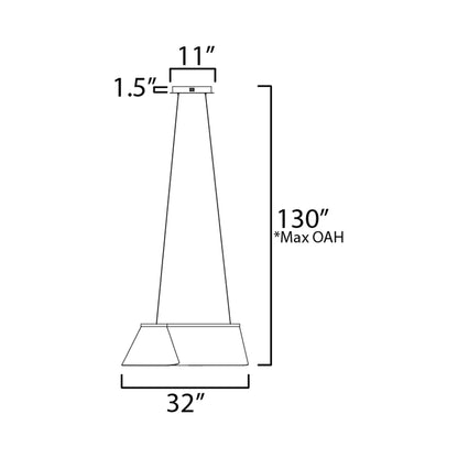 Tartan LED Linear Pendant Light - line drawing.