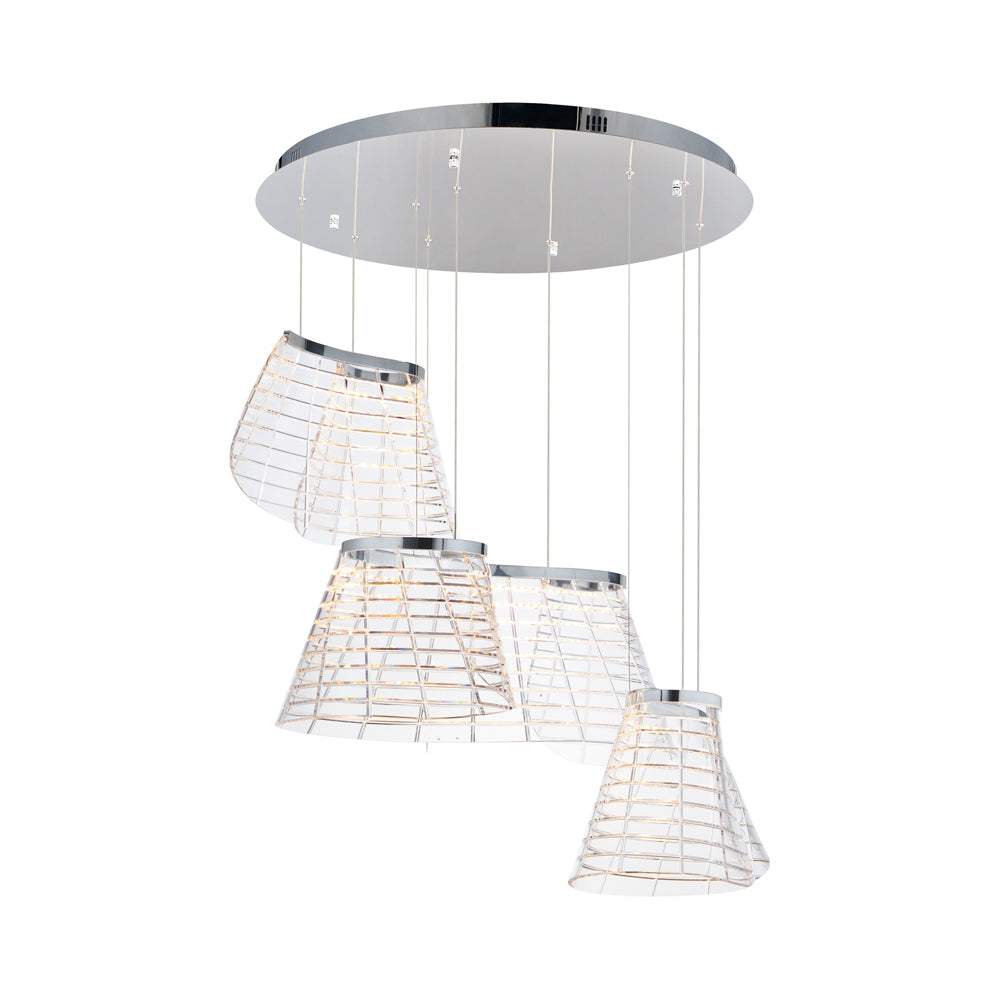 Tartan LED Multi Light Pendant Light in Polished Chrome.