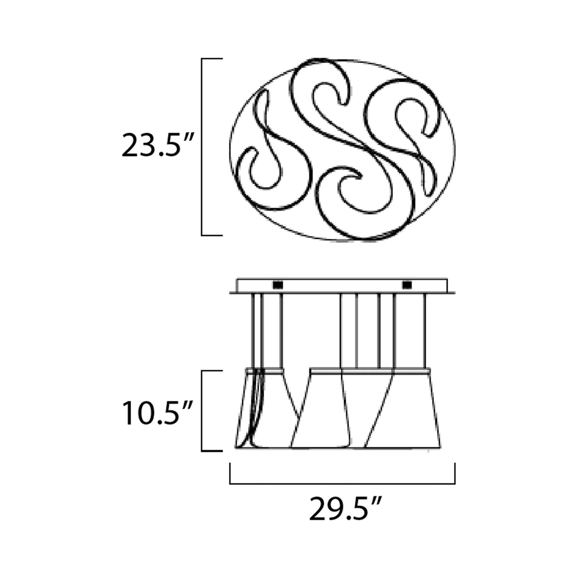 Tartan LED Multi Light Pendant Light - line drawing.