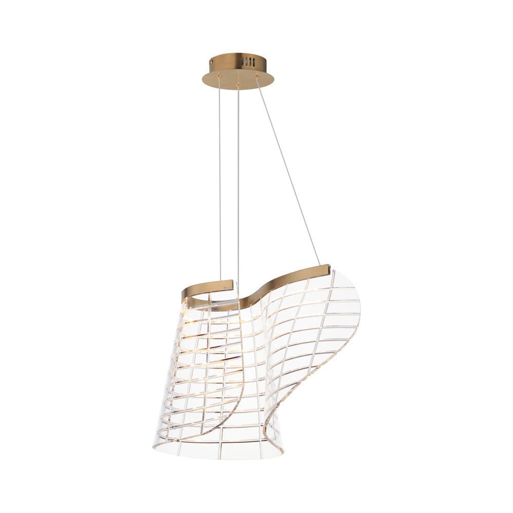 Tartan LED Pendant Light in Brushed Champagne.