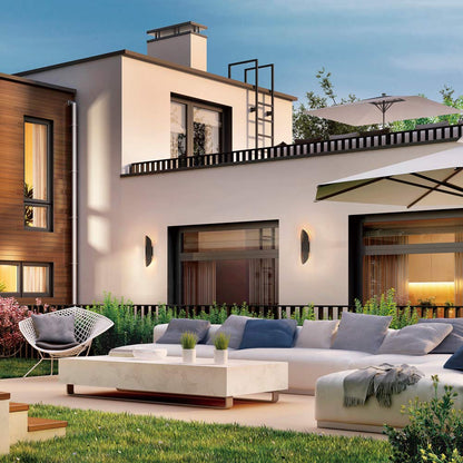 Tectonic Outdoor LED Wall Light in Outside Area.