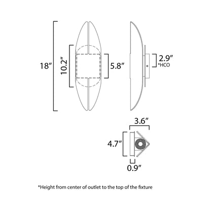 Tectonic Outdoor LED Wall Light - line drawing.