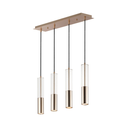 Torch Linear Pendant Light in Satin Brass.