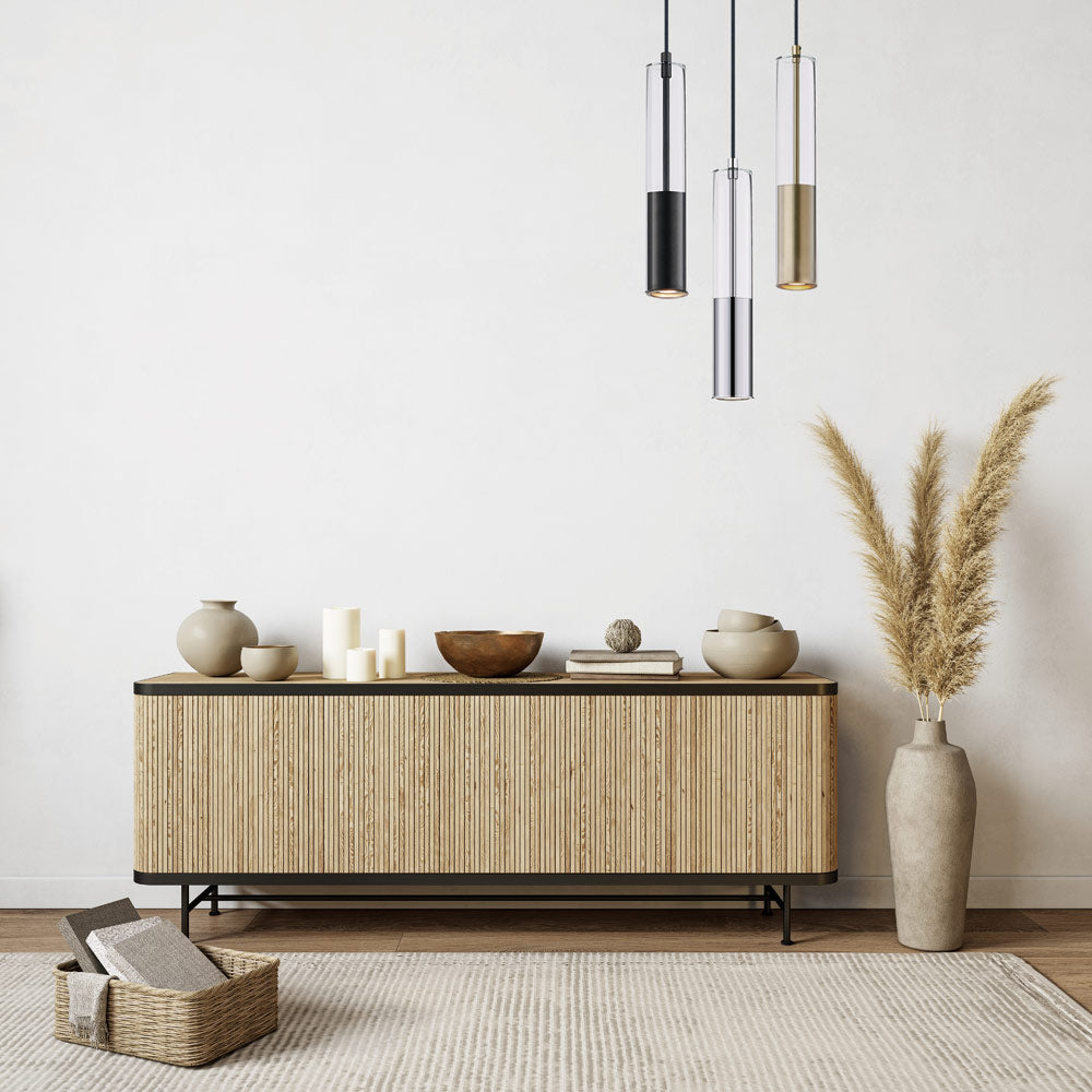 Torch Pendant Light in living room.