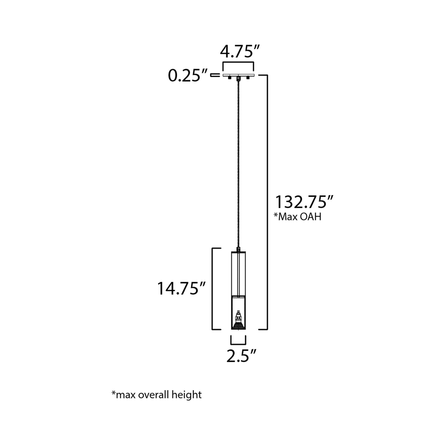 Torch Pendant Light - line drawing.