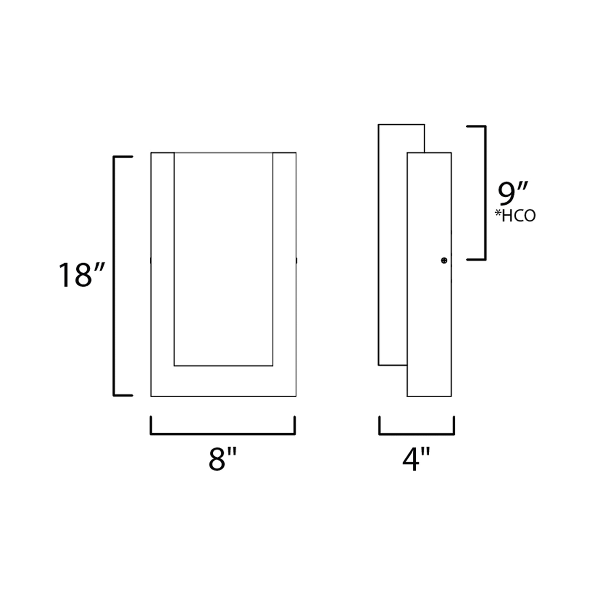Tower Outdoor LED Wall Light - line drawing.