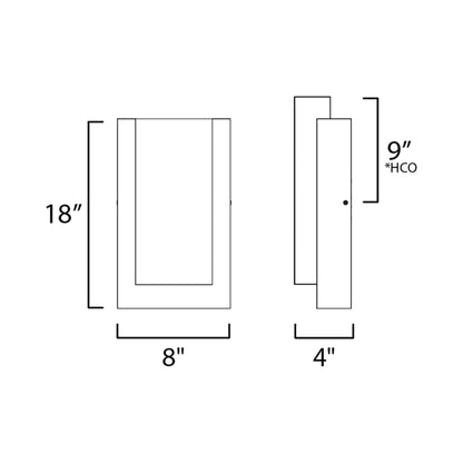 Tower Outdoor LED Wall Light - line drawing.