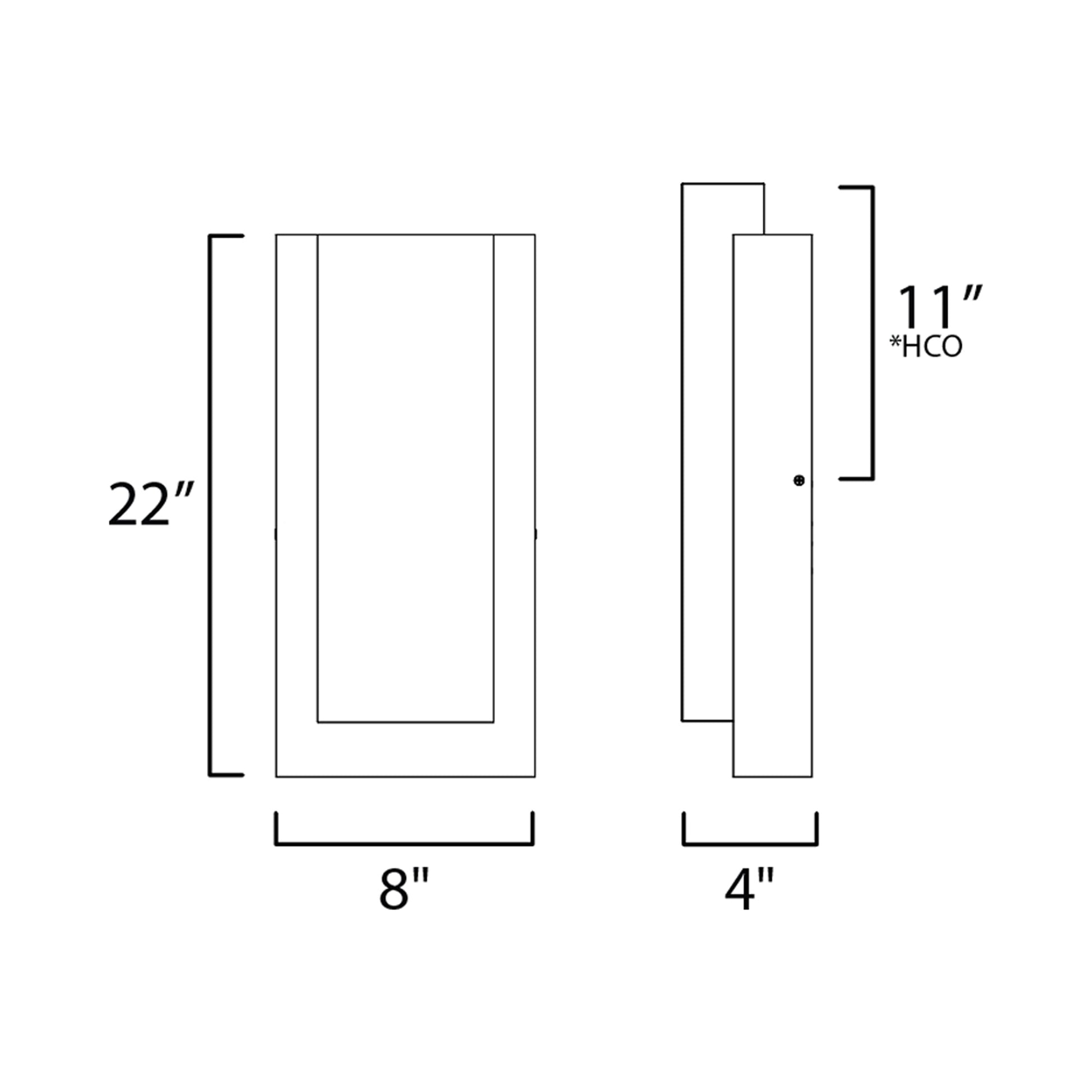 Tower Outdoor LED Wall Light - line drawing.