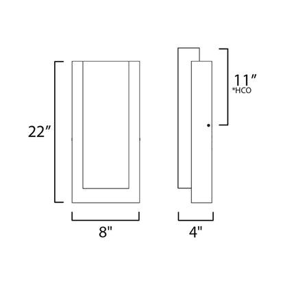Tower Outdoor LED Wall Light - line drawing.