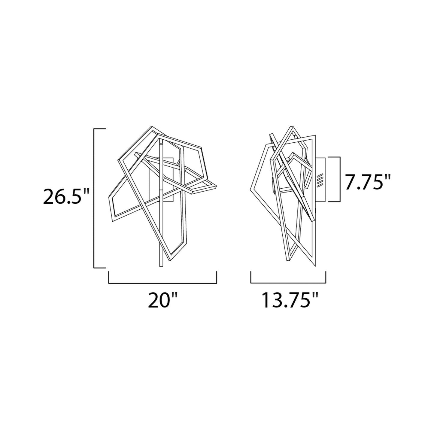 Trapezoid LED Wall Light - line drawing.