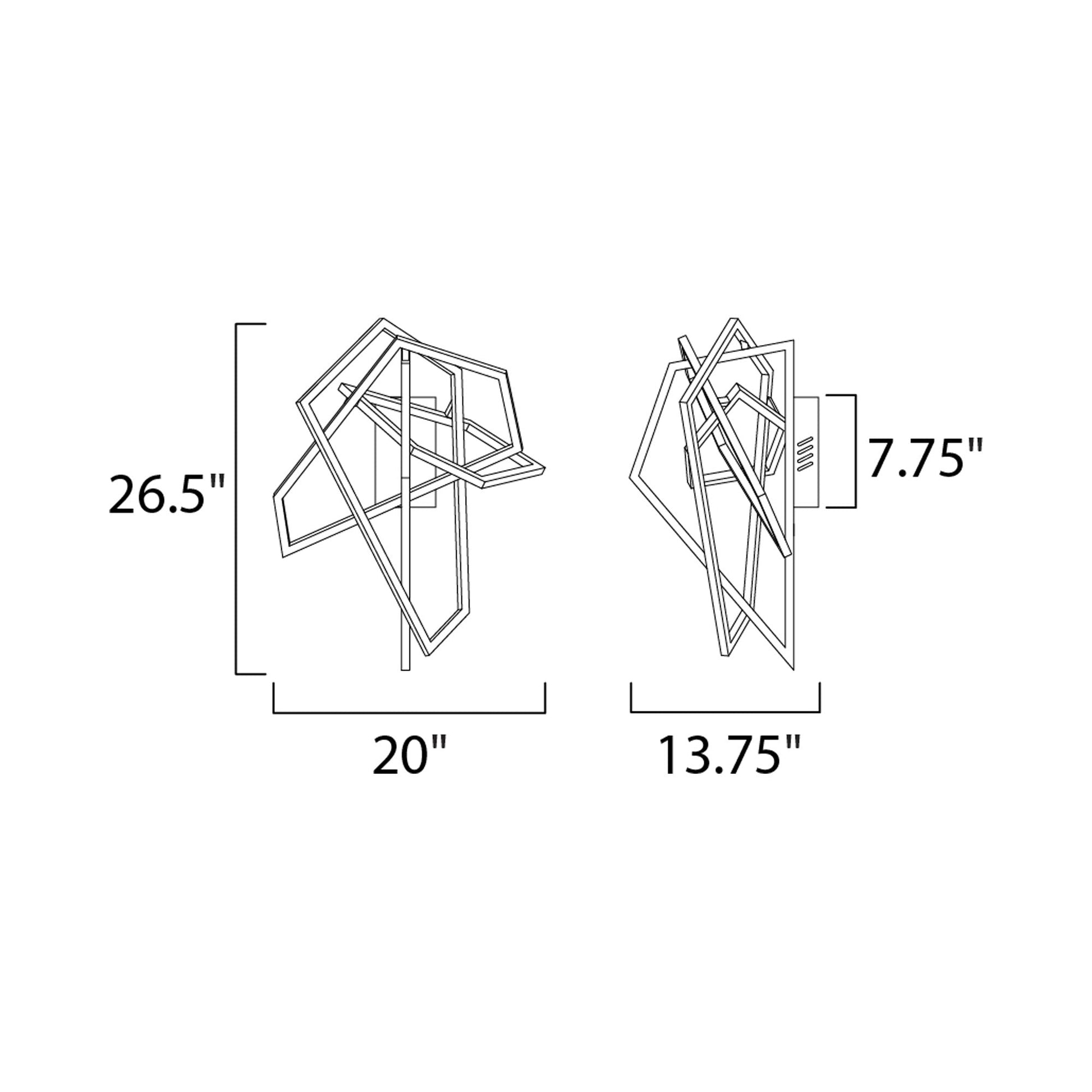 Trapezoid LED Wall Light - line drawing.