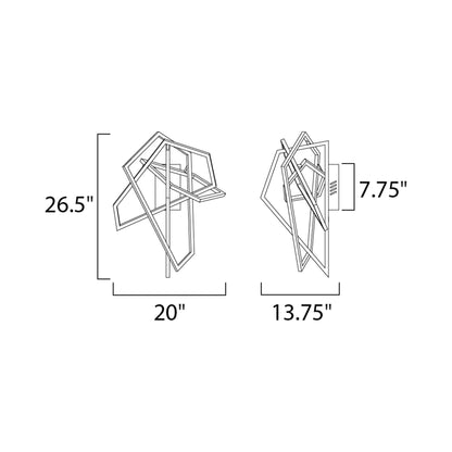 Trapezoid LED Wall Light - line drawing.