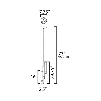 Travertine LED Pendant Light - line drawing.