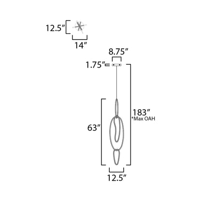 Unity LED Pendant Light - line drawing.