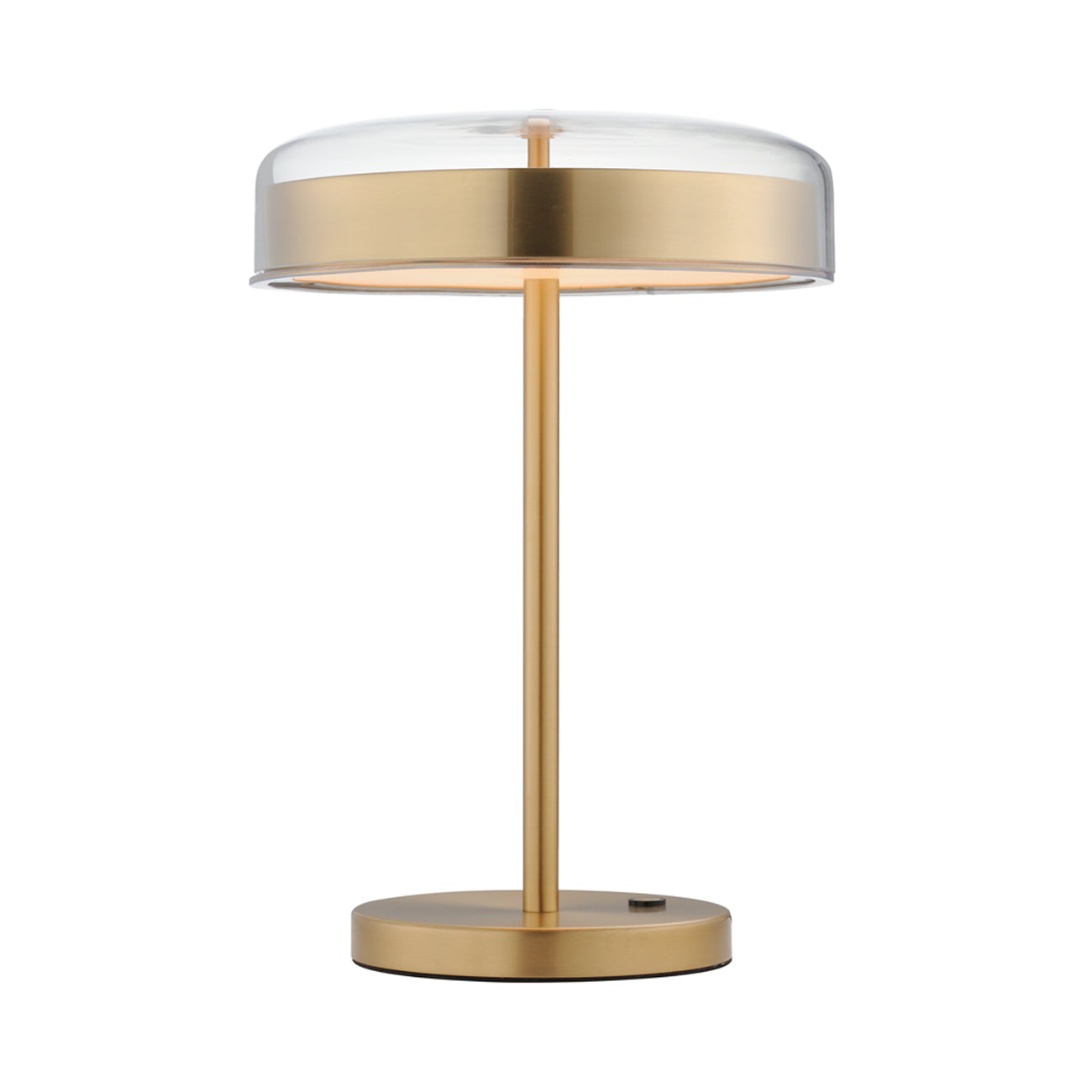 Voto LED Table Lamp in Natural Aged Brass.