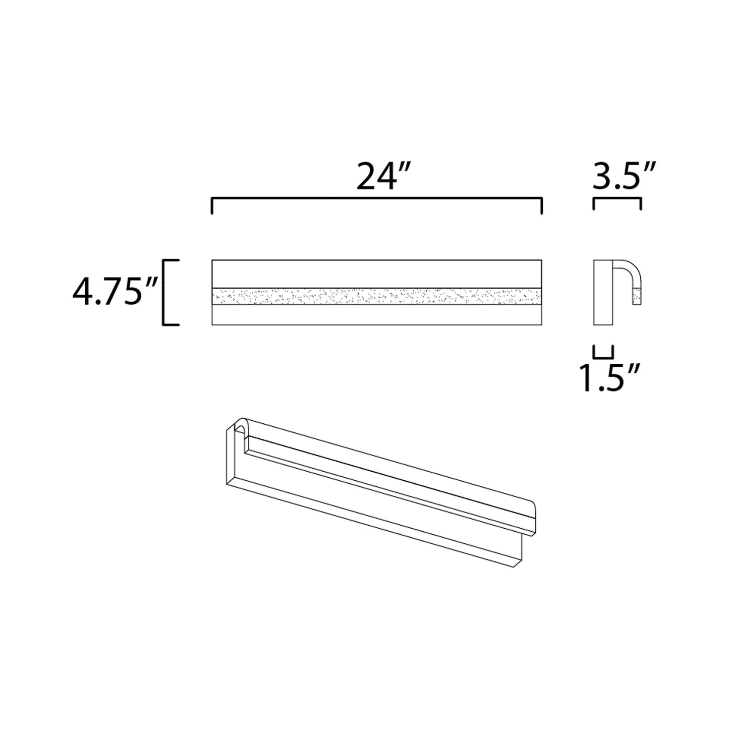 Waterfall LED Bath Vanity Light - line drawing.