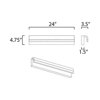 Waterfall LED Bath Vanity Light - line drawing.