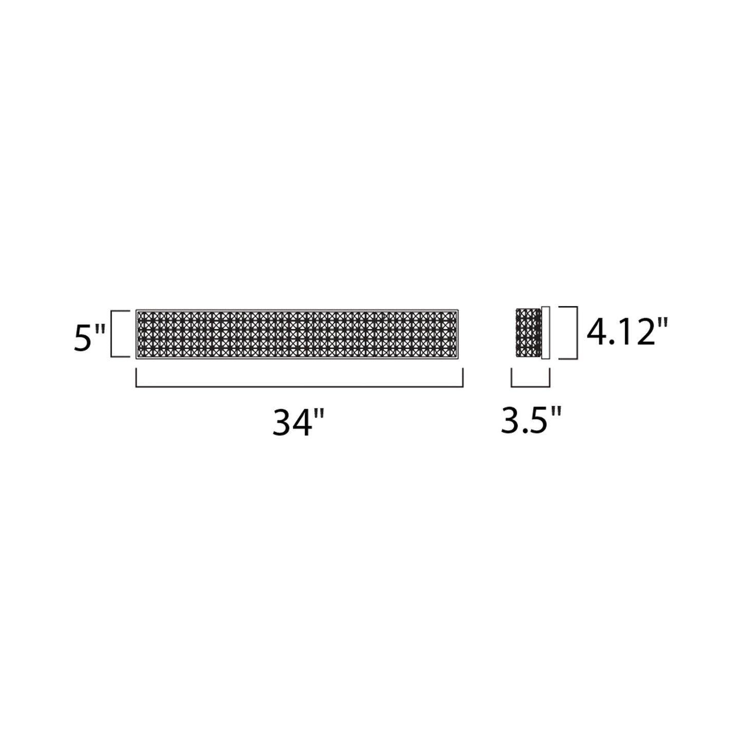Wave Bath Vanity Light - line drawing.