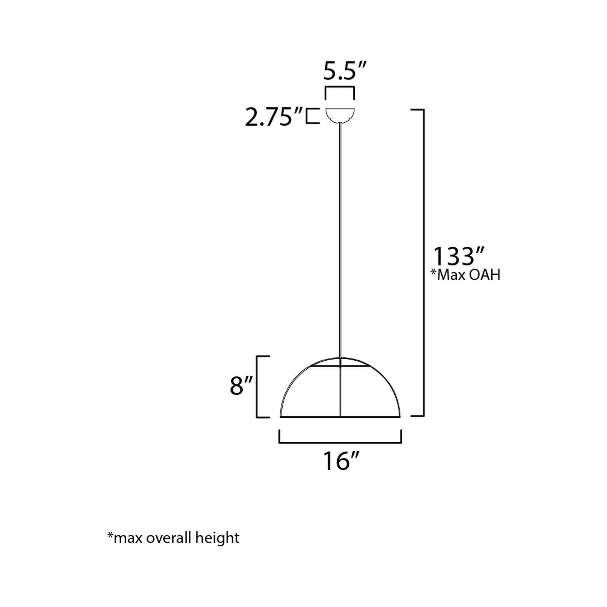 Wimbledon LED Pendant Light - line drawing.