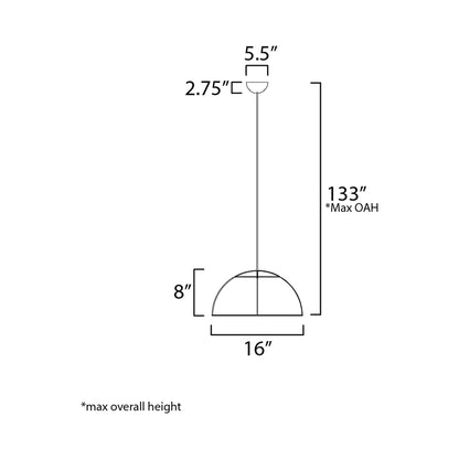 Wimbledon LED Pendant Light - line drawing.