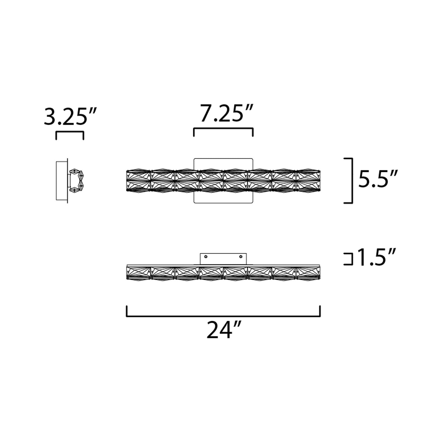 Zephyr LED Bath Vanity Light - line drawing.