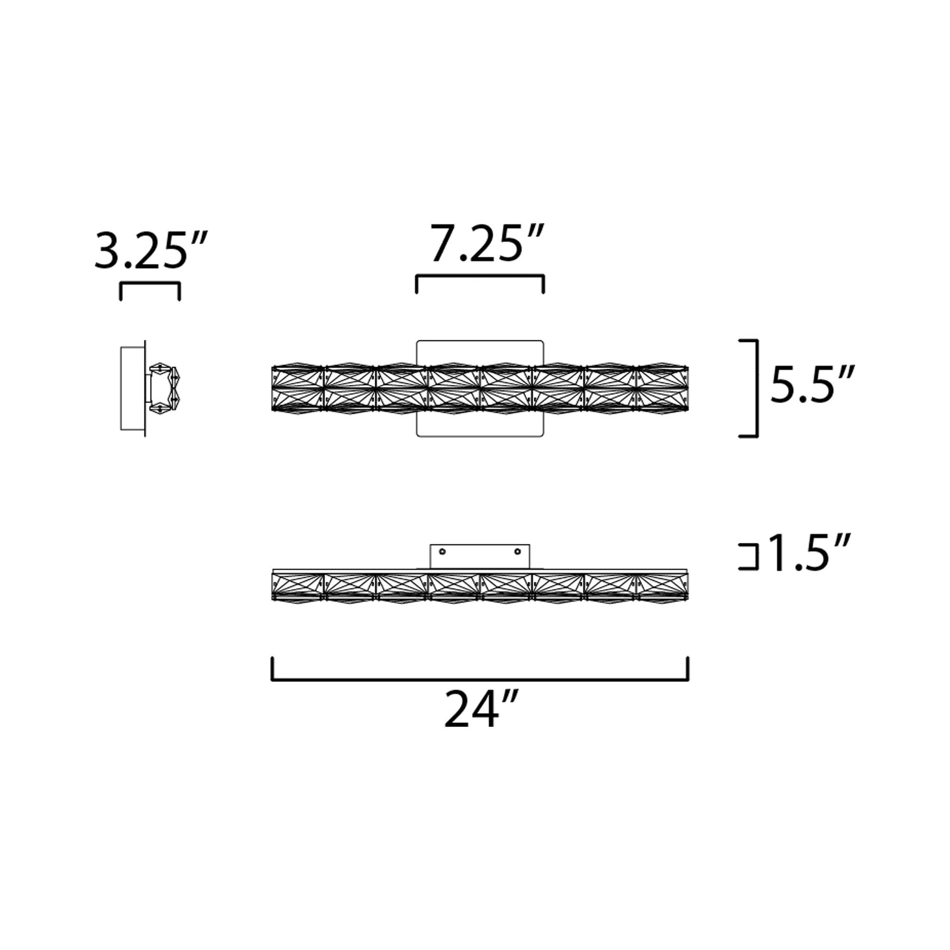 Zephyr LED Bath Vanity Light - line drawing.