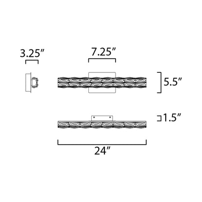 Zephyr LED Bath Vanity Light - line drawing.