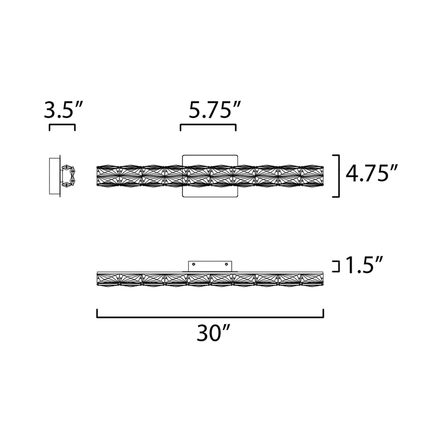 Zephyr LED Bath Vanity Light - line drawing.