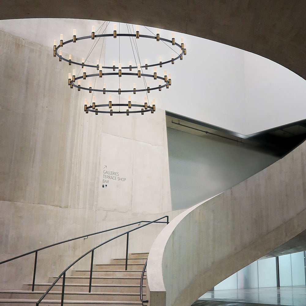 Albany LED Multi Tiered Chandelier in hallway.