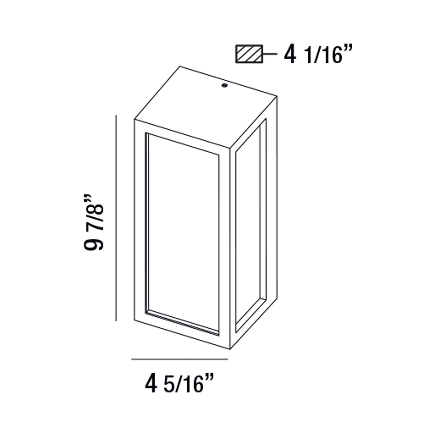 Architectural Outdoor LED Glass Wall Light - line drawing.