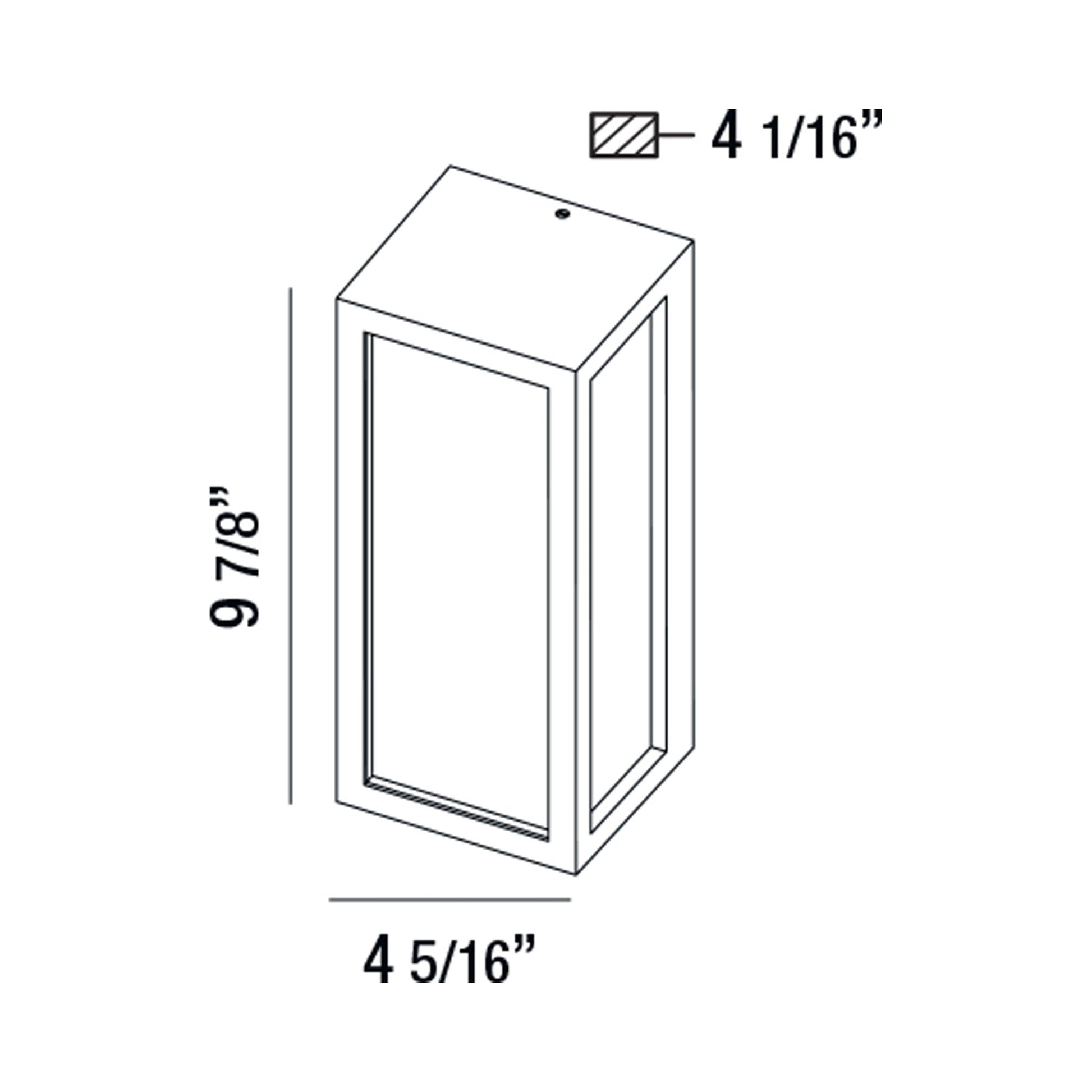 Architectural Outdoor LED Glass Wall Light - line drawing.