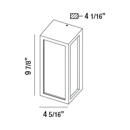 Architectural Outdoor LED Glass Wall Light - line drawing.
